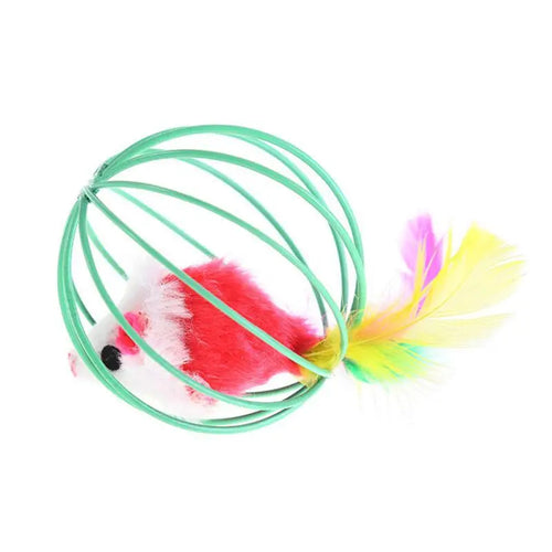 1 Pc Cat Toy Stick Feather Wand with Bell Mouse Cage Toy Plastic Artificial Colorful Cat Teaser Toy Pet Supplies Random Color Hollow Balls with Feather Tail Kitten Chase and Pounce Toy Cat Feather Toy Stevvex