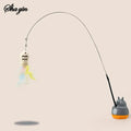 1PC Small Cat Fishing Wand, 360-Degree Rotating Cat Teaser Stick with Feathers, Bells, and Steel Wire - FurrBaby Necessities