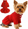 Small Dog Fleece Sweater Dress with Skirt & D-Ring Winter Puppy Outfit Wags & Whiskers Pet Supply