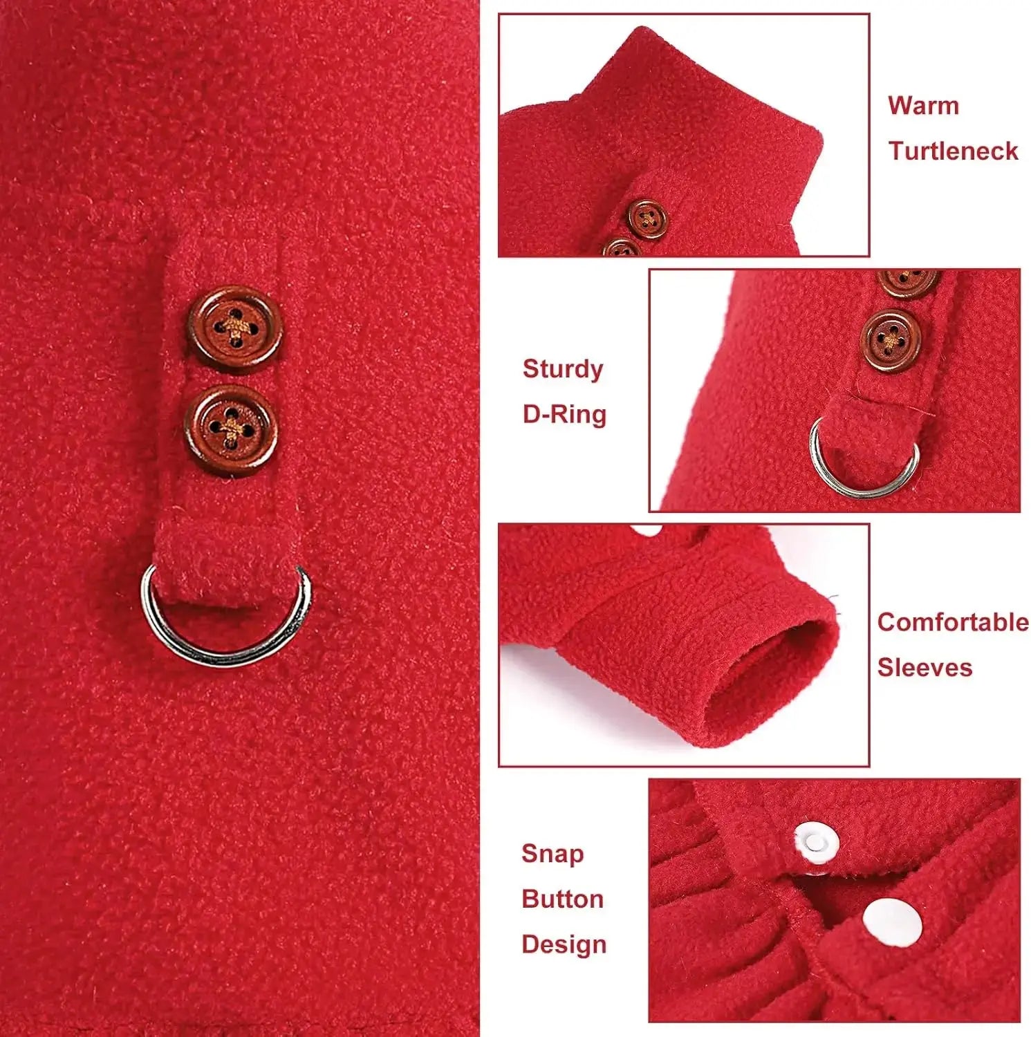 Small Dog Fleece Sweater Dress with Skirt & D-Ring Winter Puppy Outfit Wags & Whiskers Pet Supply