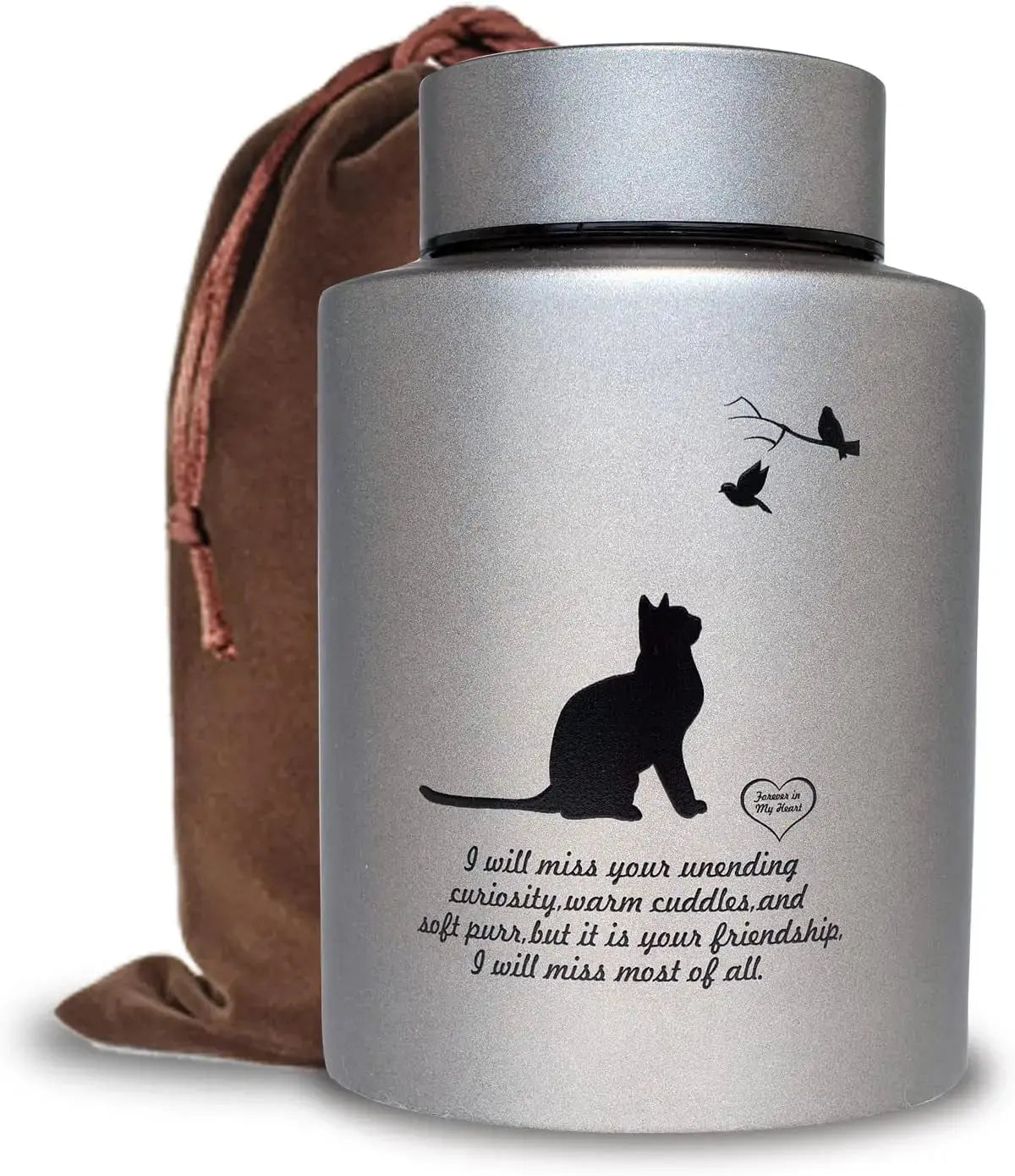 Stainless Steel Pet Memorial Urn for Cats & Small Dogs with Secure Lid Keepsake Wags & Whiskers Pet Supply