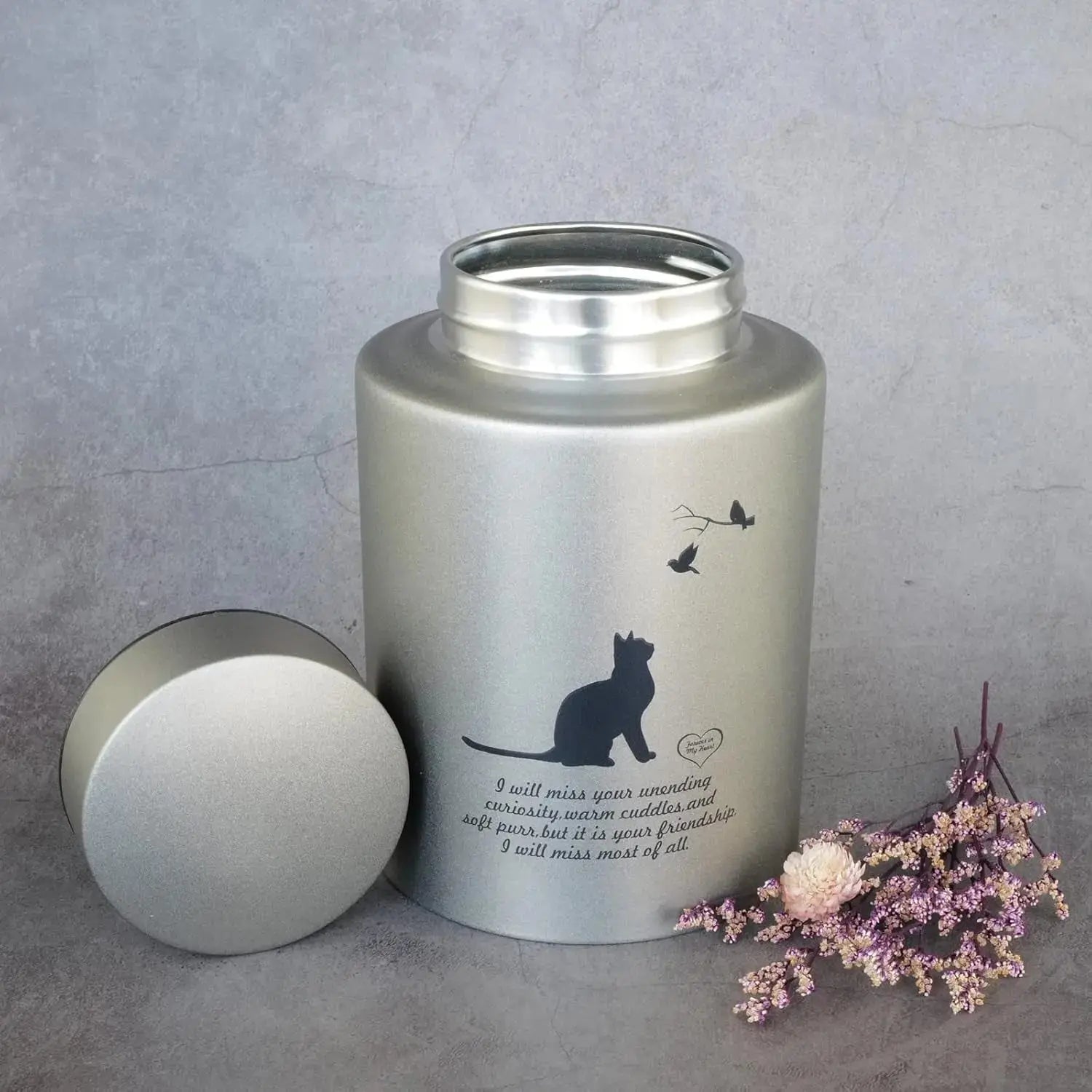 Stainless Steel Pet Memorial Urn for Cats & Small Dogs with Secure Lid Keepsake Wags & Whiskers Pet Supply
