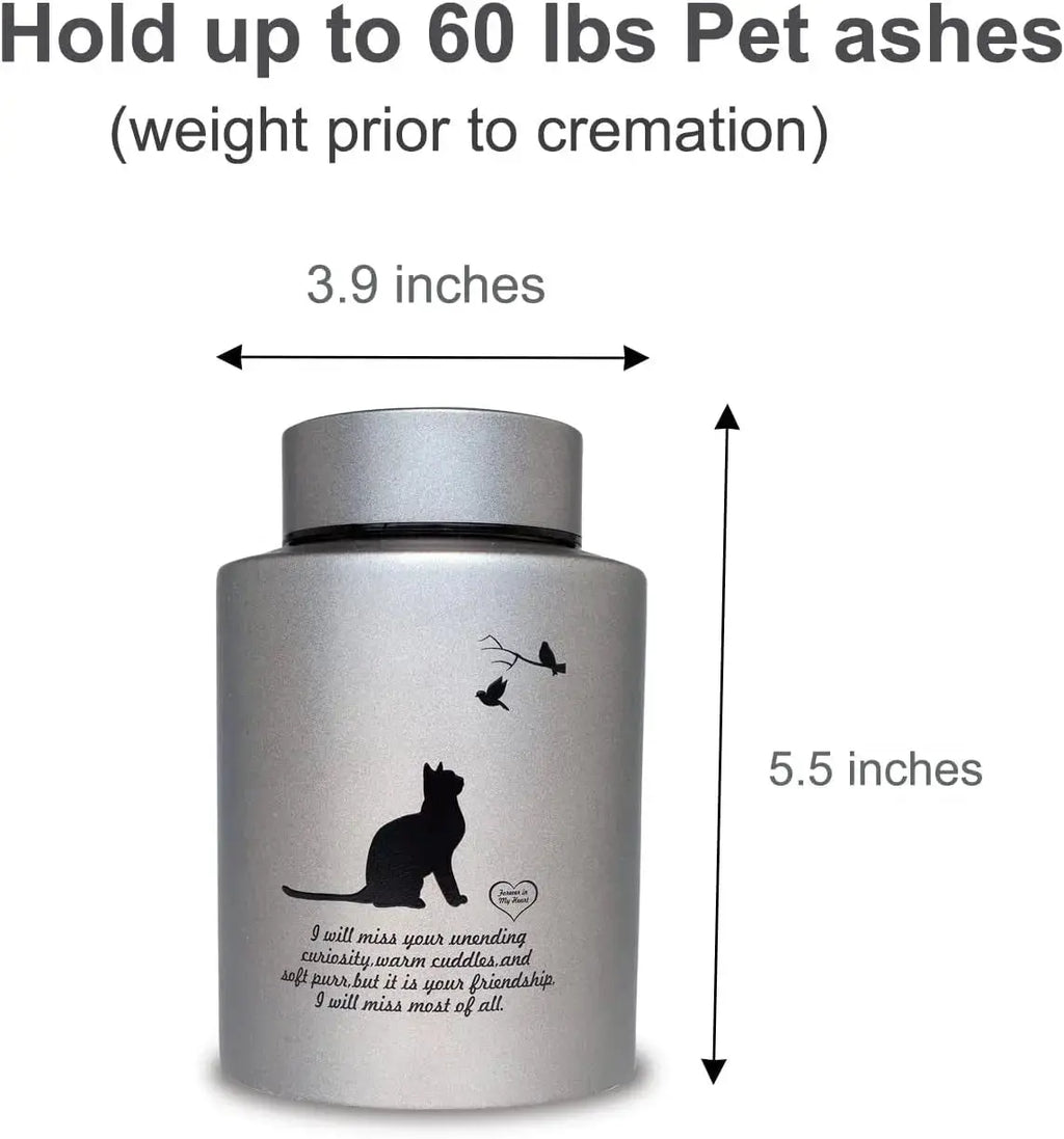Stainless Steel Pet Memorial Urn for Cats & Small Dogs with Secure Lid Keepsake Wags & Whiskers Pet Supply