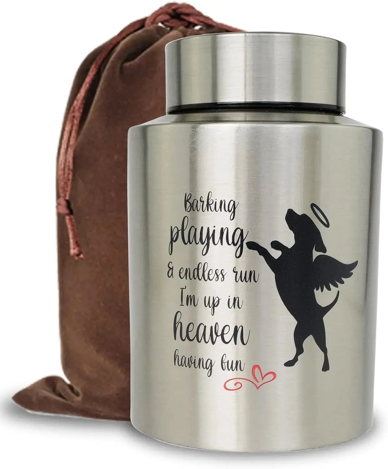 Stainless Steel Pet Memorial Urn for Cats & Small Dogs with Secure Lid Keepsake Wags & Whiskers Pet Supply