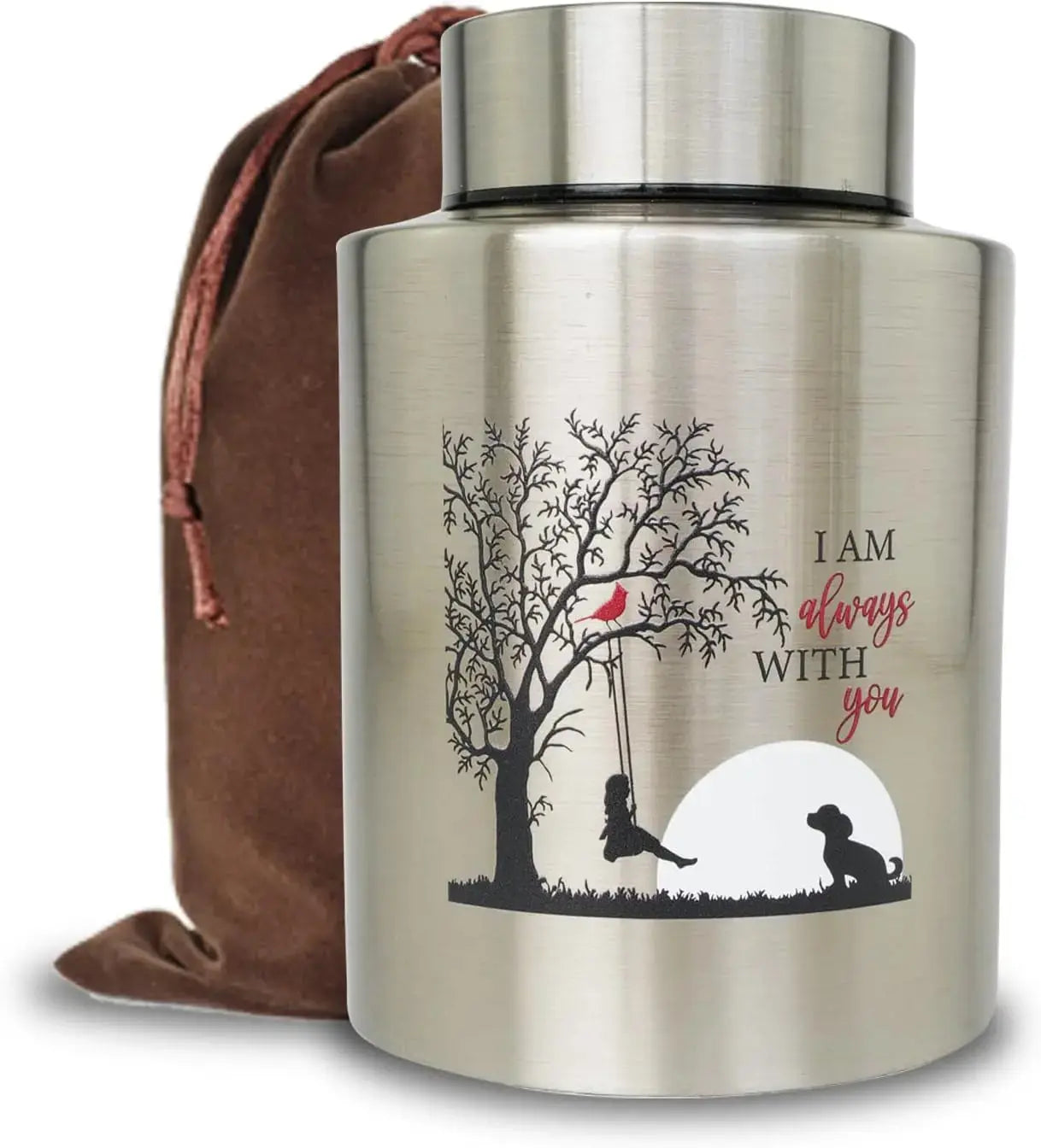 Stainless Steel Pet Memorial Urn for Cats & Small Dogs with Secure Lid Keepsake Wags & Whiskers Pet Supply