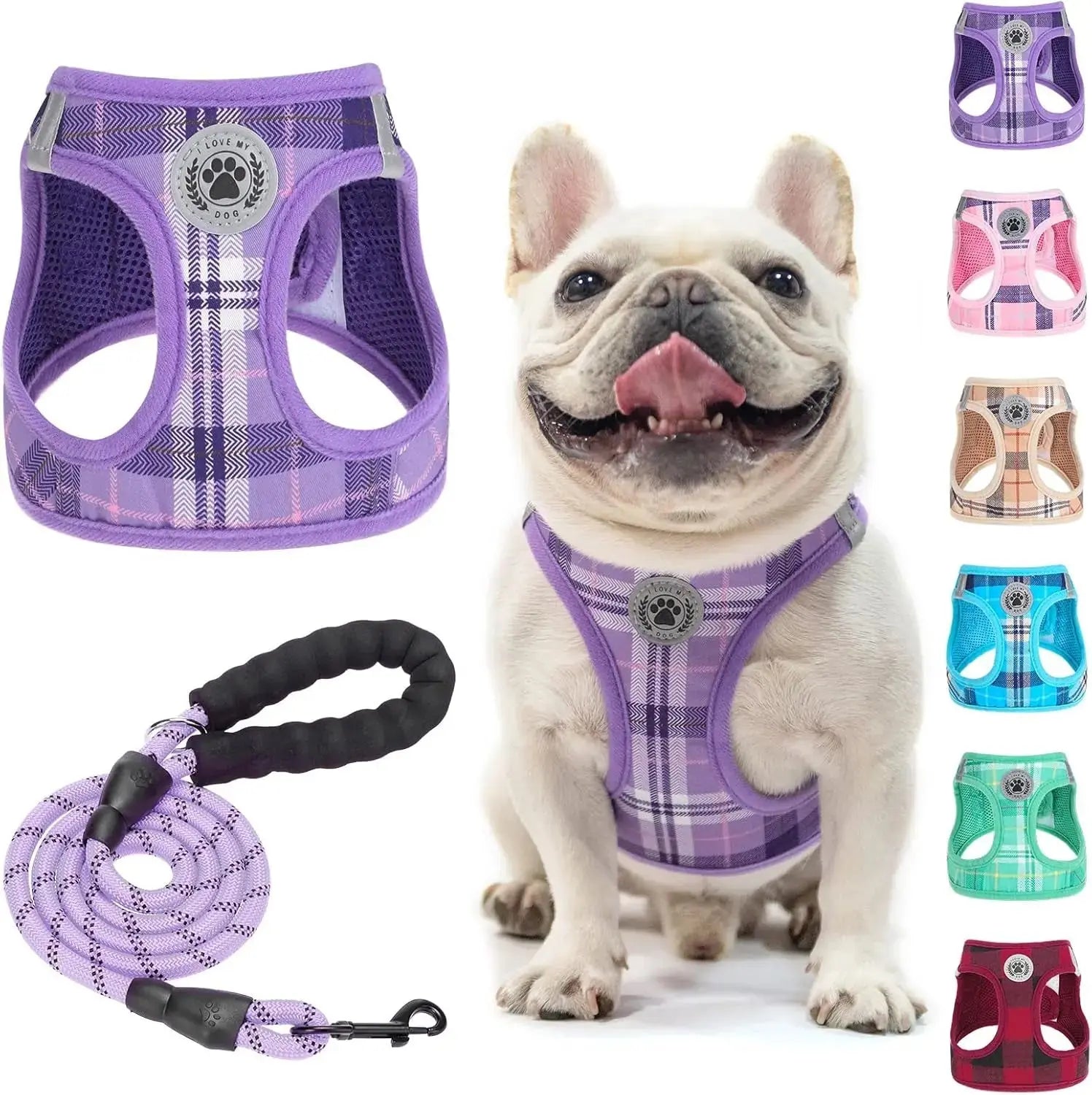 Step-In Dog Harness & Leash Set in Various Patterns – Reflective No Pull (XS- XL) Wags & Whiskers Pet Supply