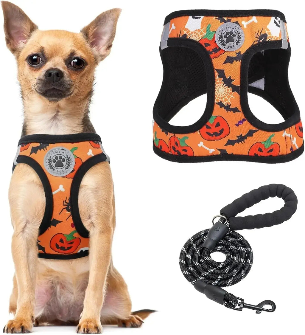 Step-In Dog Harness & Leash Set in Various Patterns – Reflective No Pull (XS- XL) Wags & Whiskers Pet Supply