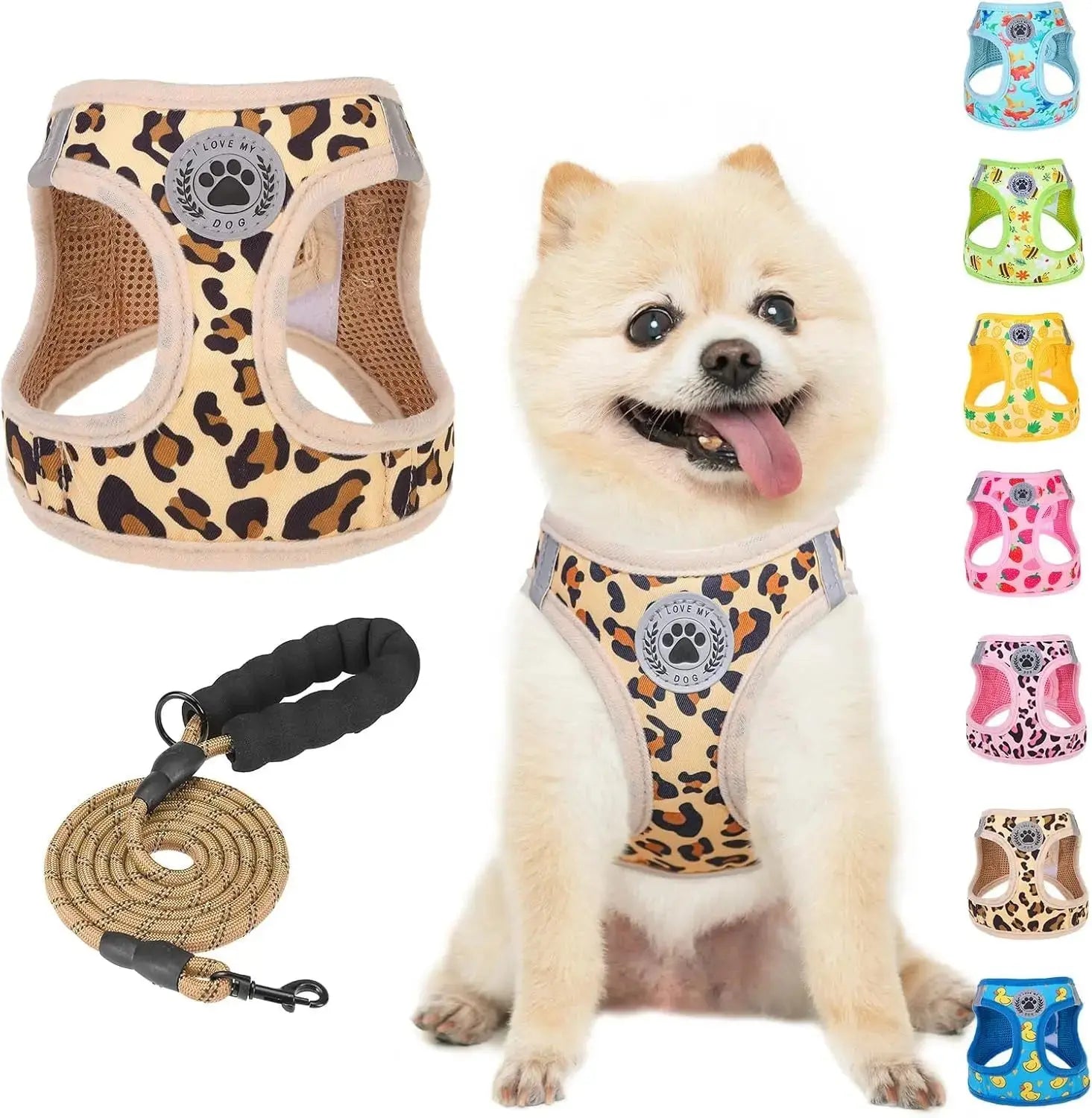 Step-In Dog Harness & Leash Set in Various Patterns – Reflective No Pull (XS- XL) Wags & Whiskers Pet Supply