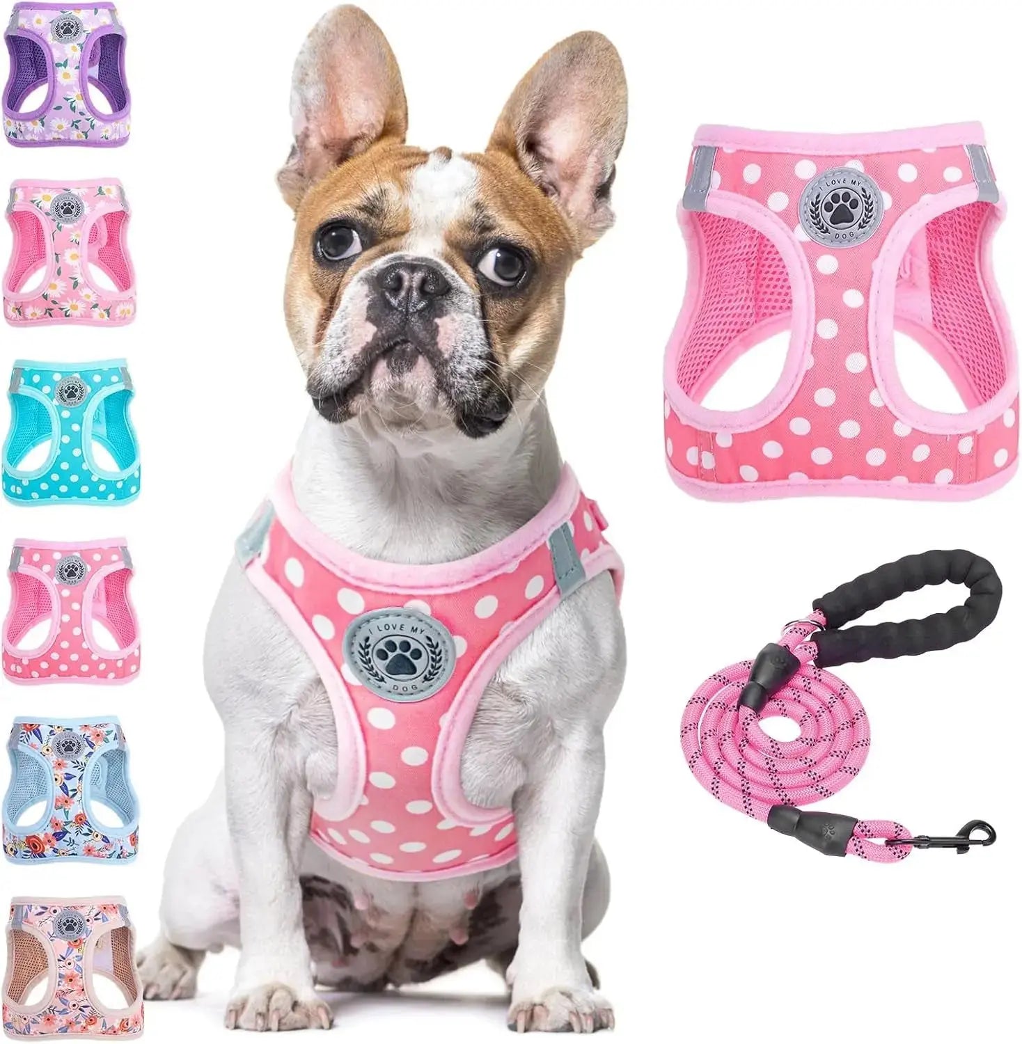 Step-In Dog Harness & Leash Set in Various Patterns – Reflective No Pull (XS- XL) Wags & Whiskers Pet Supply