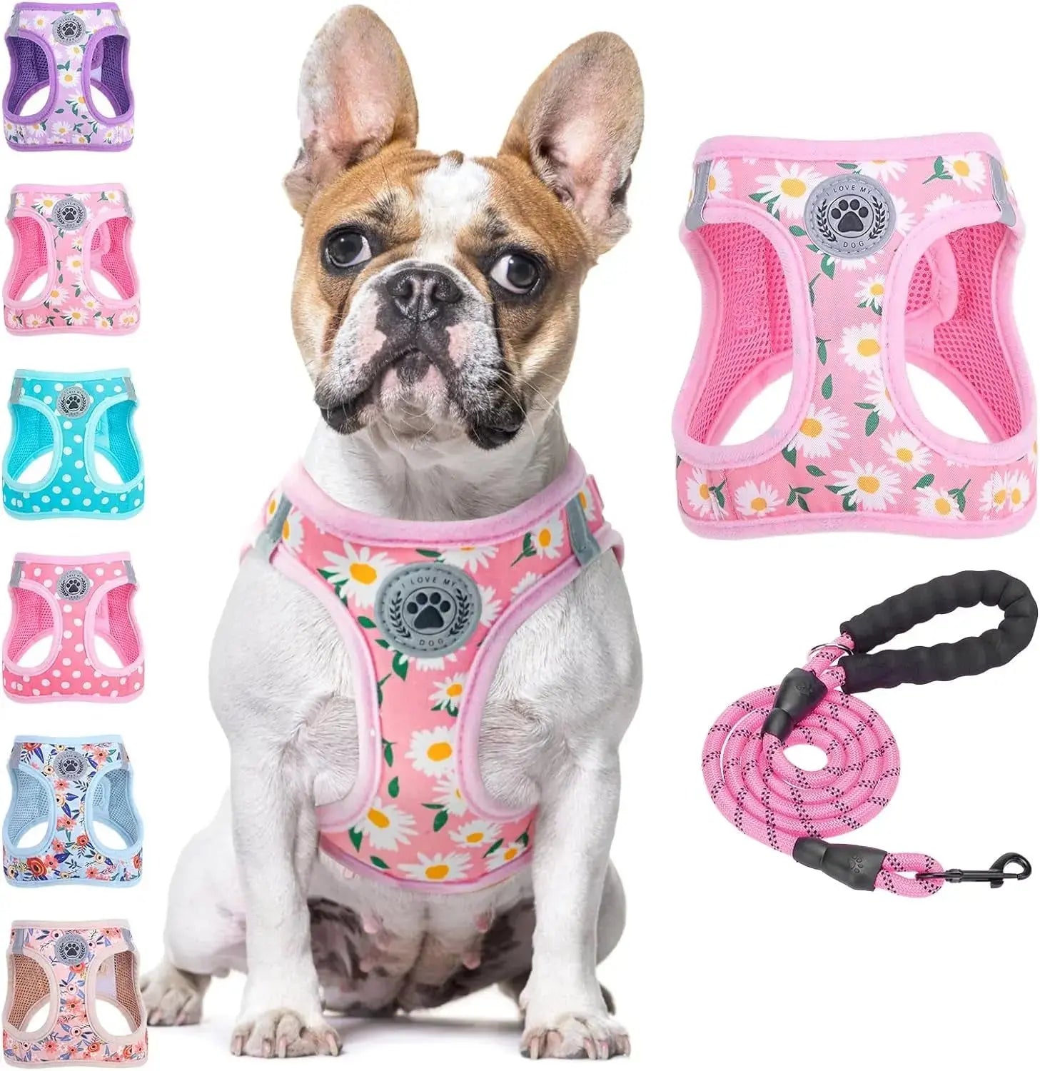 Step-In Dog Harness & Leash Set in Various Patterns – Reflective No Pull (XS- XL) Wags & Whiskers Pet Supply