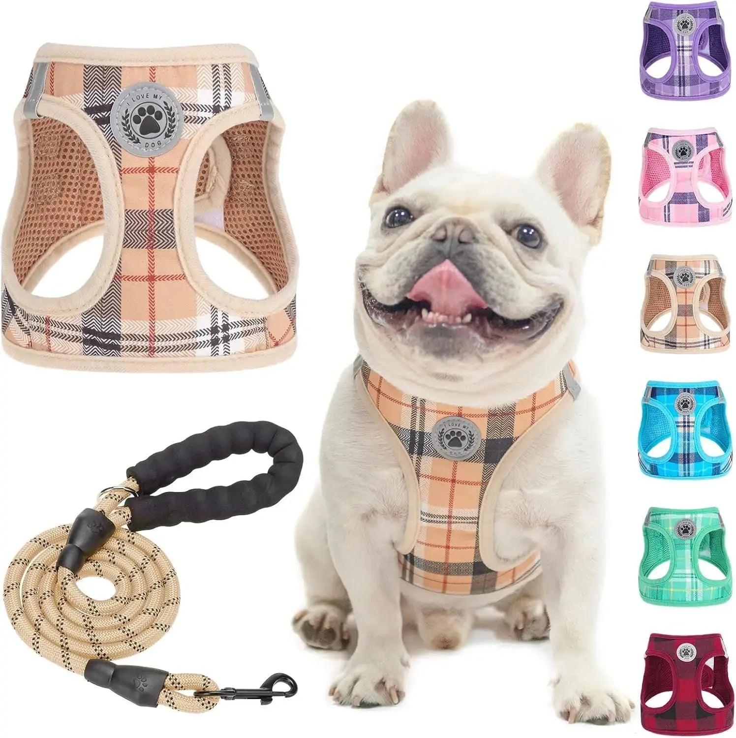 Step-In Dog Harness & Leash Set in Various Patterns – Reflective No Pull (XS- XL) Wags & Whiskers Pet Supply