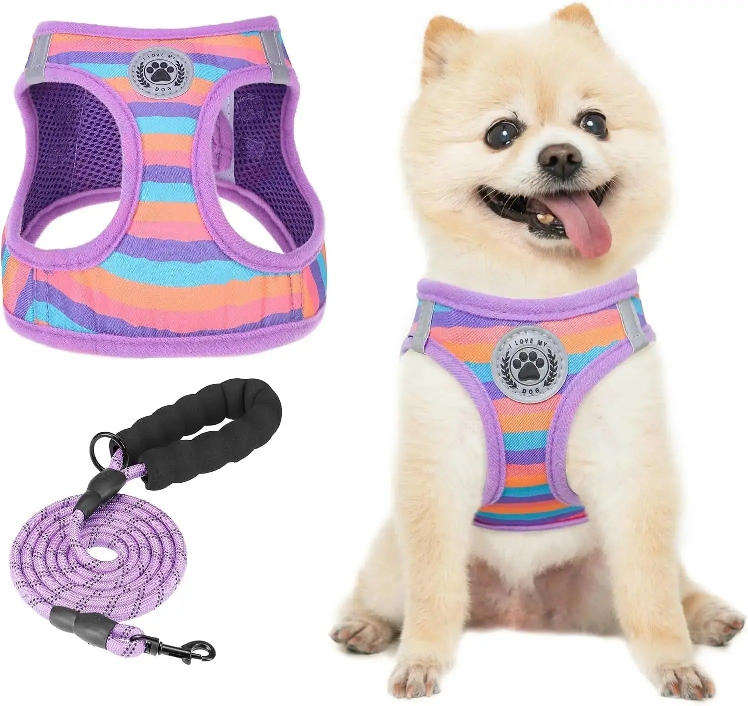 Step-In Dog Harness & Leash Set in Various Patterns – Reflective No Pull (XS- XL) Wags & Whiskers Pet Supply