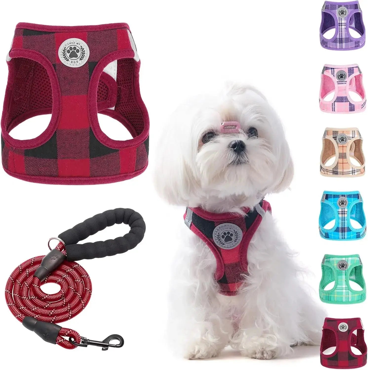 Step-In Dog Harness & Leash Set in Various Patterns – Reflective No Pull (XS- XL) Wags & Whiskers Pet Supply
