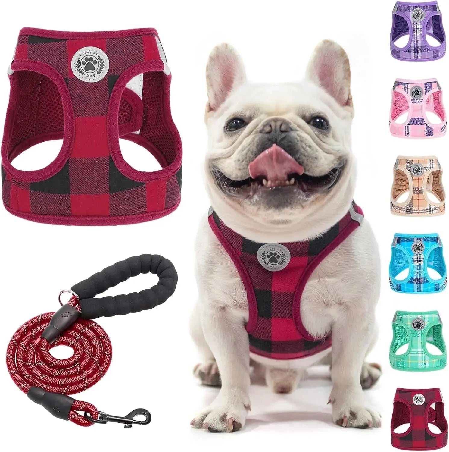 Step-In Dog Harness & Leash Set in Various Patterns – Reflective No Pull (XS- XL) Wags & Whiskers Pet Supply