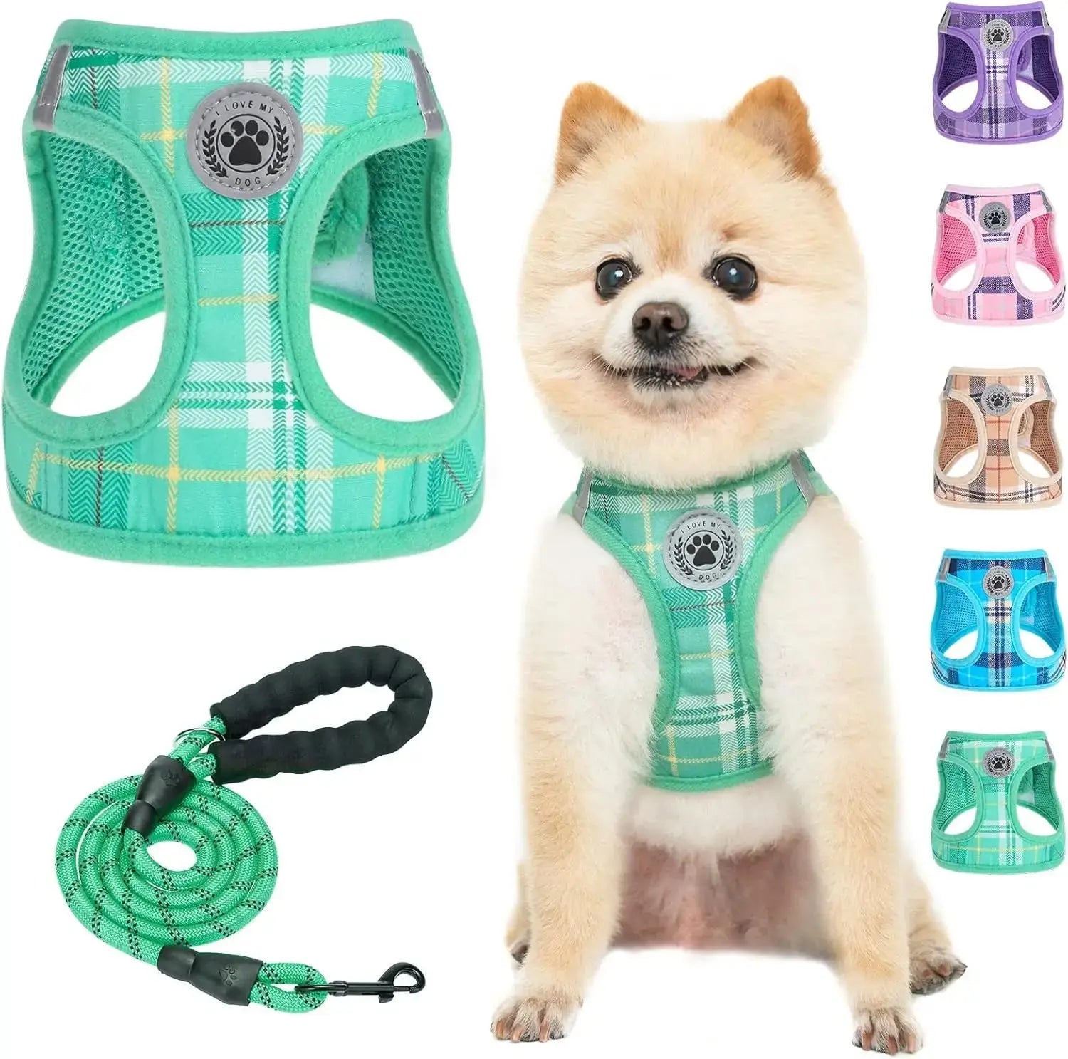 Step-In Dog Harness & Leash Set in Various Patterns – Reflective No Pull (XS- XL) Wags & Whiskers Pet Supply