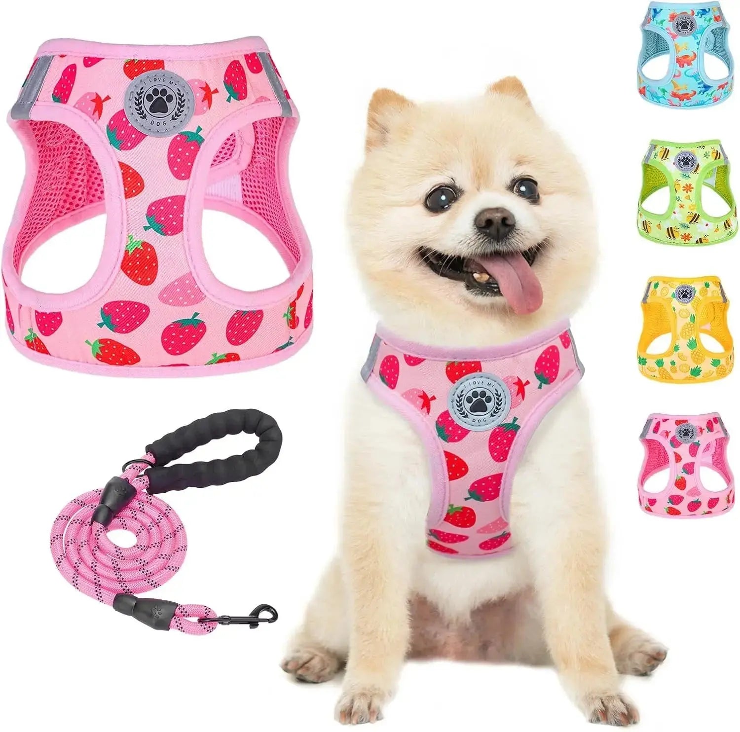 Step-In Dog Harness & Leash Set in Various Patterns – Reflective No Pull (XS- XL) Wags & Whiskers Pet Supply