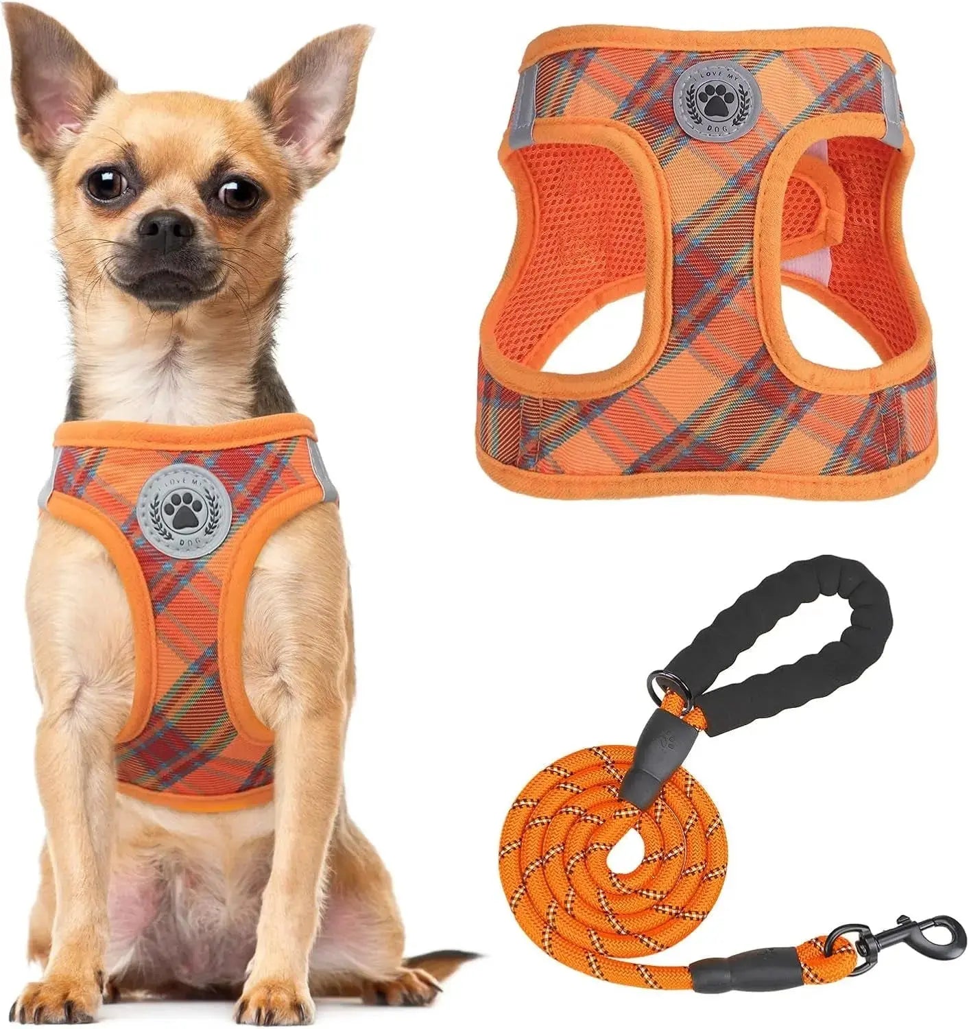 Step-In Dog Harness & Leash Set in Various Patterns – Reflective No Pull (XS- XL) Wags & Whiskers Pet Supply