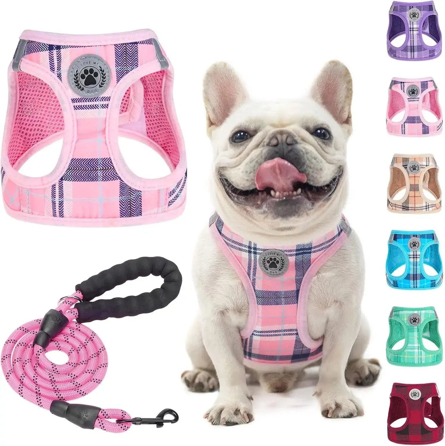 Step-In Dog Harness & Leash Set in Various Patterns – Reflective No Pull (XS- XL) Wags & Whiskers Pet Supply