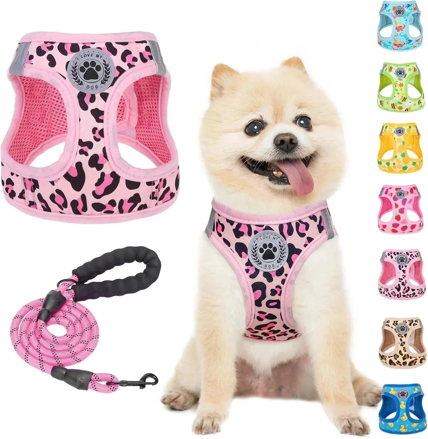 Step-In Dog Harness & Leash Set in Various Patterns – Reflective No Pull (XS- XL) Wags & Whiskers Pet Supply