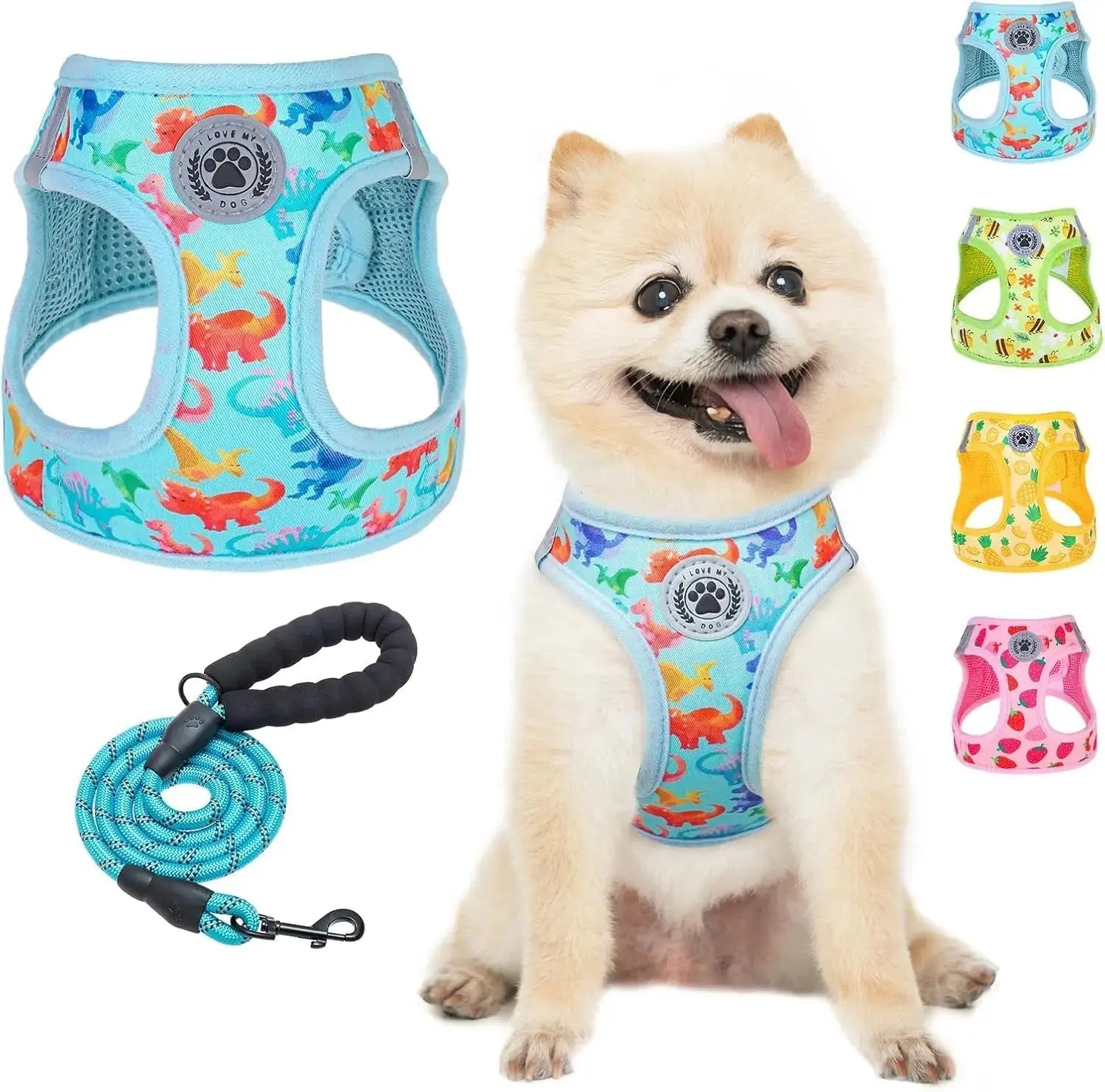 Step-In Dog Harness & Leash Set in Various Patterns – Reflective No Pull (XS- XL) Wags & Whiskers Pet Supply