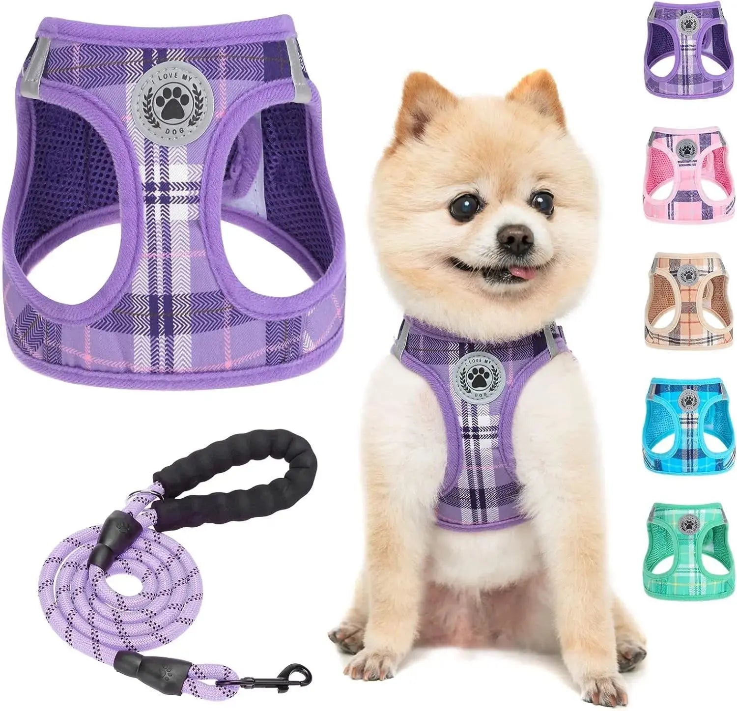 Step-In Dog Harness & Leash Set in Various Patterns – Reflective No Pull (XS- XL) Wags & Whiskers Pet Supply