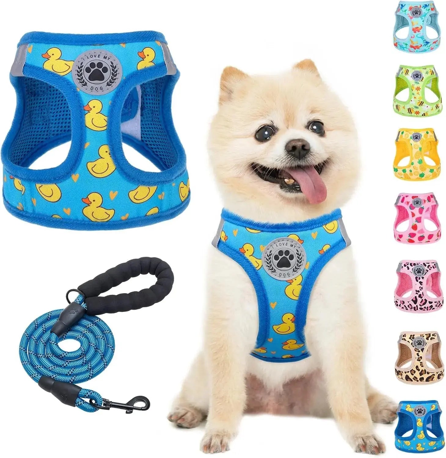 Step-In Dog Harness & Leash Set in Various Patterns – Reflective No Pull (XS- XL) Wags & Whiskers Pet Supply