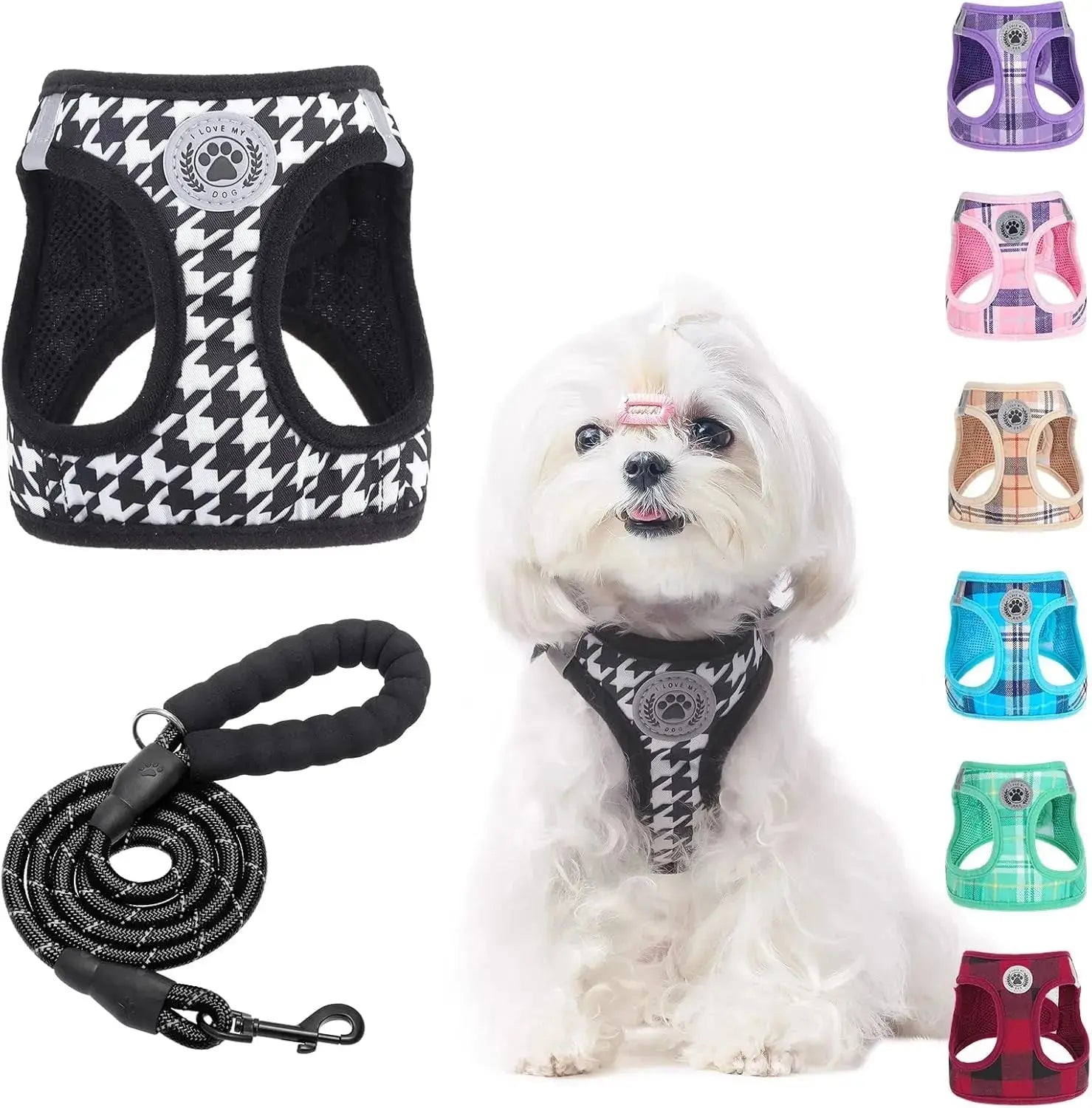 Step-In Dog Harness & Leash Set in Various Patterns – Reflective No Pull (XS- XL) Wags & Whiskers Pet Supply
