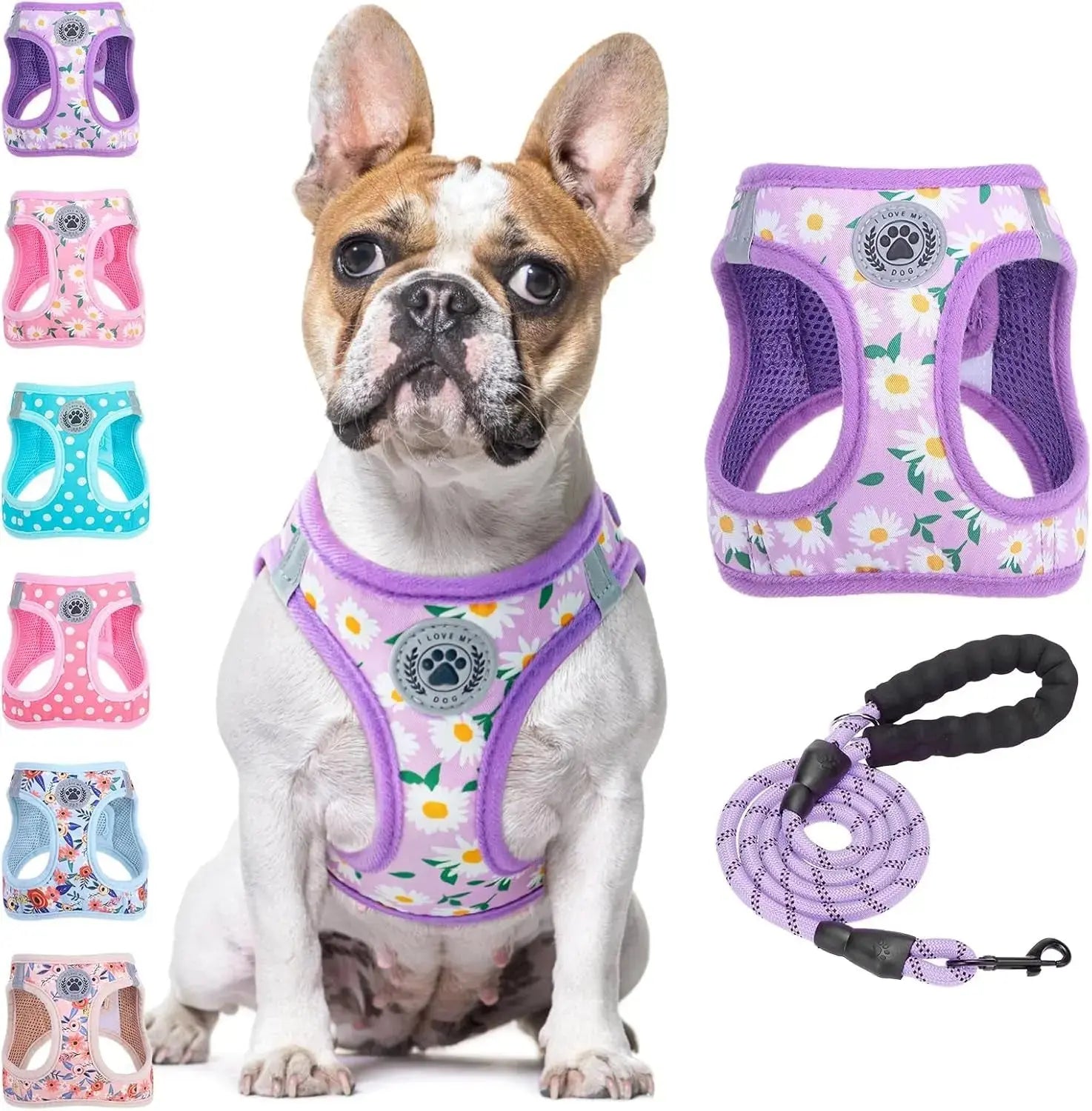 Step-In Dog Harness & Leash Set in Various Patterns – Reflective No Pull (XS- XL) Wags & Whiskers Pet Supply