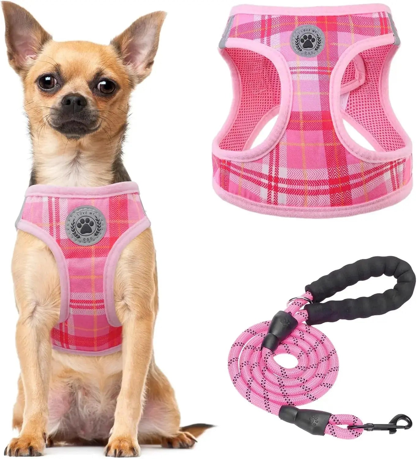 Step-In Dog Harness & Leash Set in Various Patterns – Reflective No Pull (XS- XL) Wags & Whiskers Pet Supply