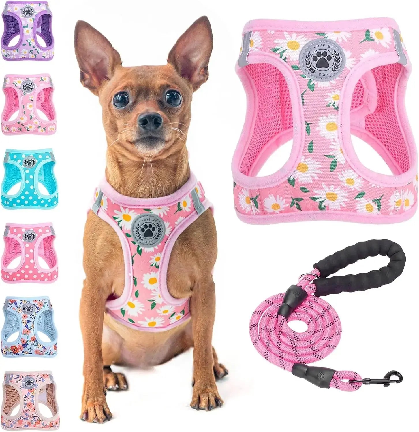Step-In Dog Harness & Leash Set in Various Patterns – Reflective No Pull (XS- XL) Wags & Whiskers Pet Supply