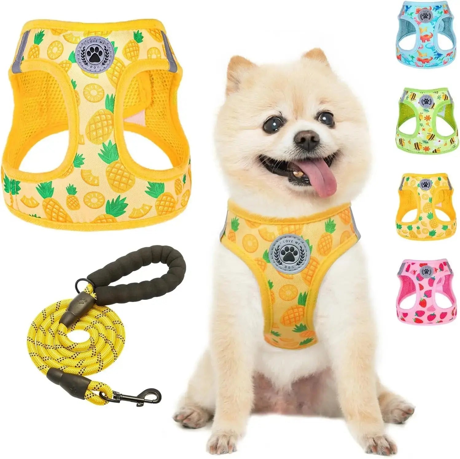 Step-In Dog Harness & Leash Set in Various Patterns – Reflective No Pull (XS- XL) Wags & Whiskers Pet Supply