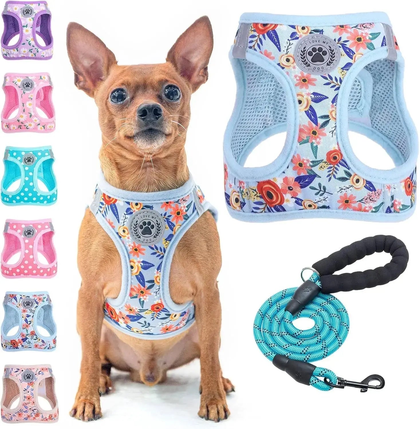 Step-In Dog Harness & Leash Set in Various Patterns – Reflective No Pull (XS- XL) Wags & Whiskers Pet Supply