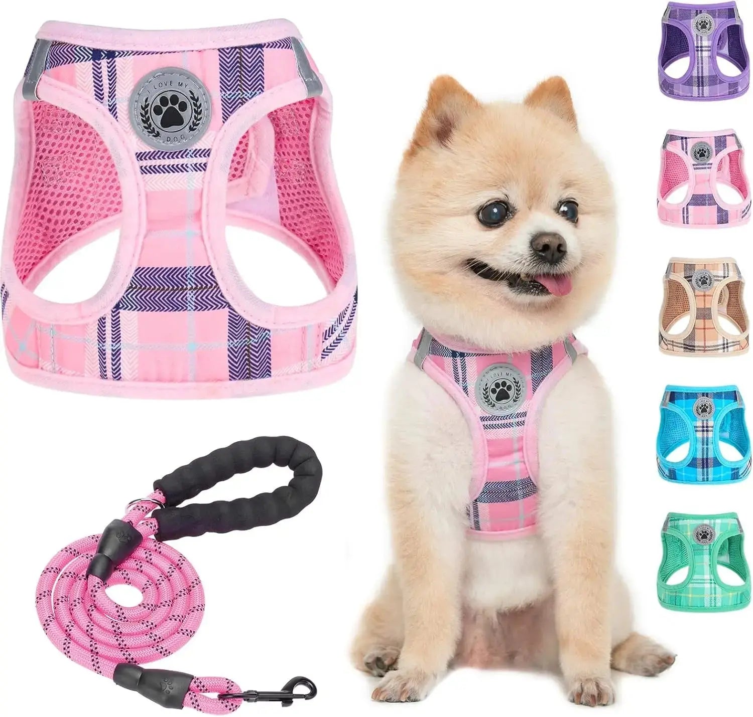 Step-In Dog Harness & Leash Set in Various Patterns – Reflective No Pull (XS- XL) Wags & Whiskers Pet Supply