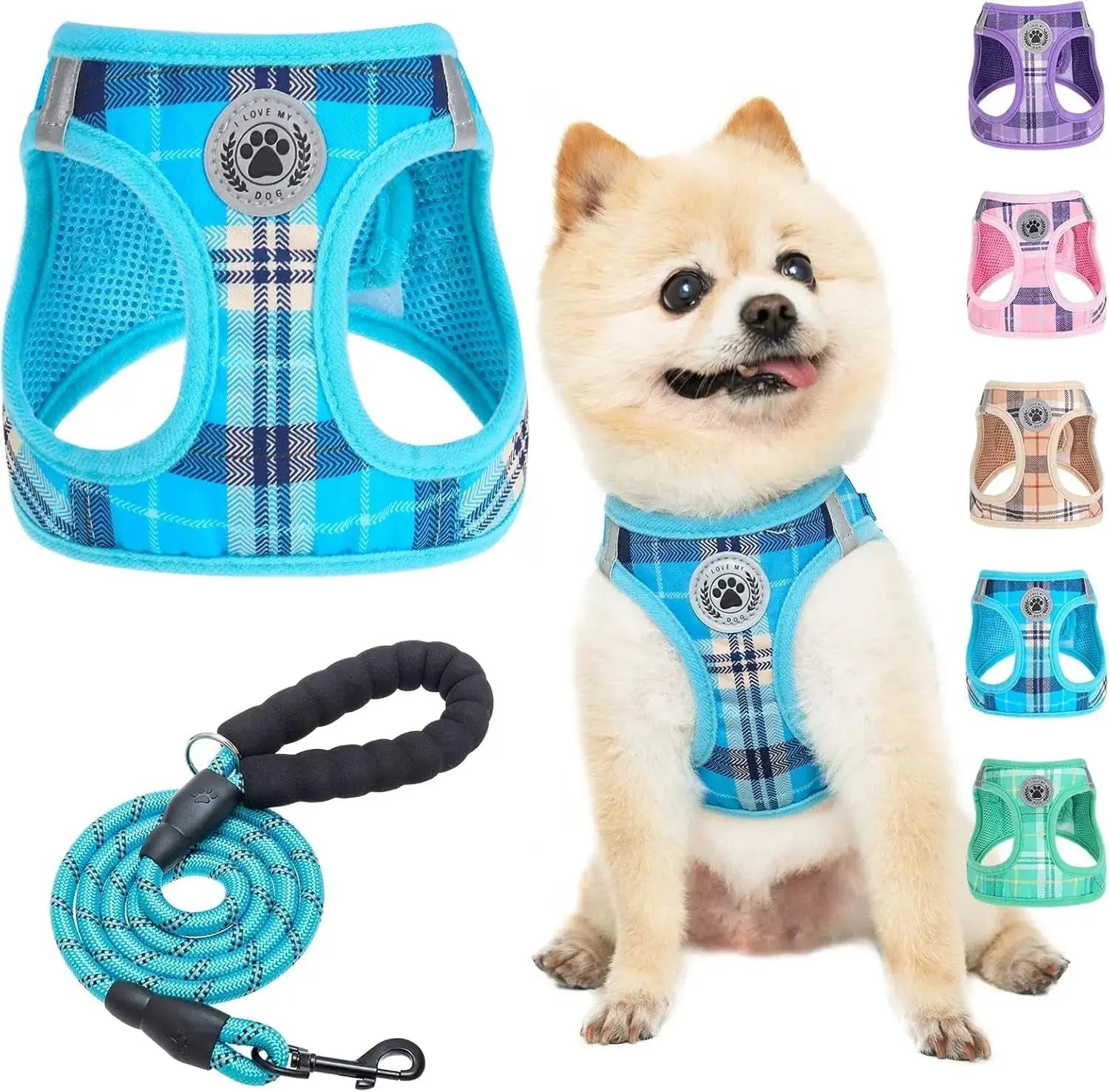Step-In Dog Harness & Leash Set in Various Patterns – Reflective No Pull (XS- XL) Wags & Whiskers Pet Supply