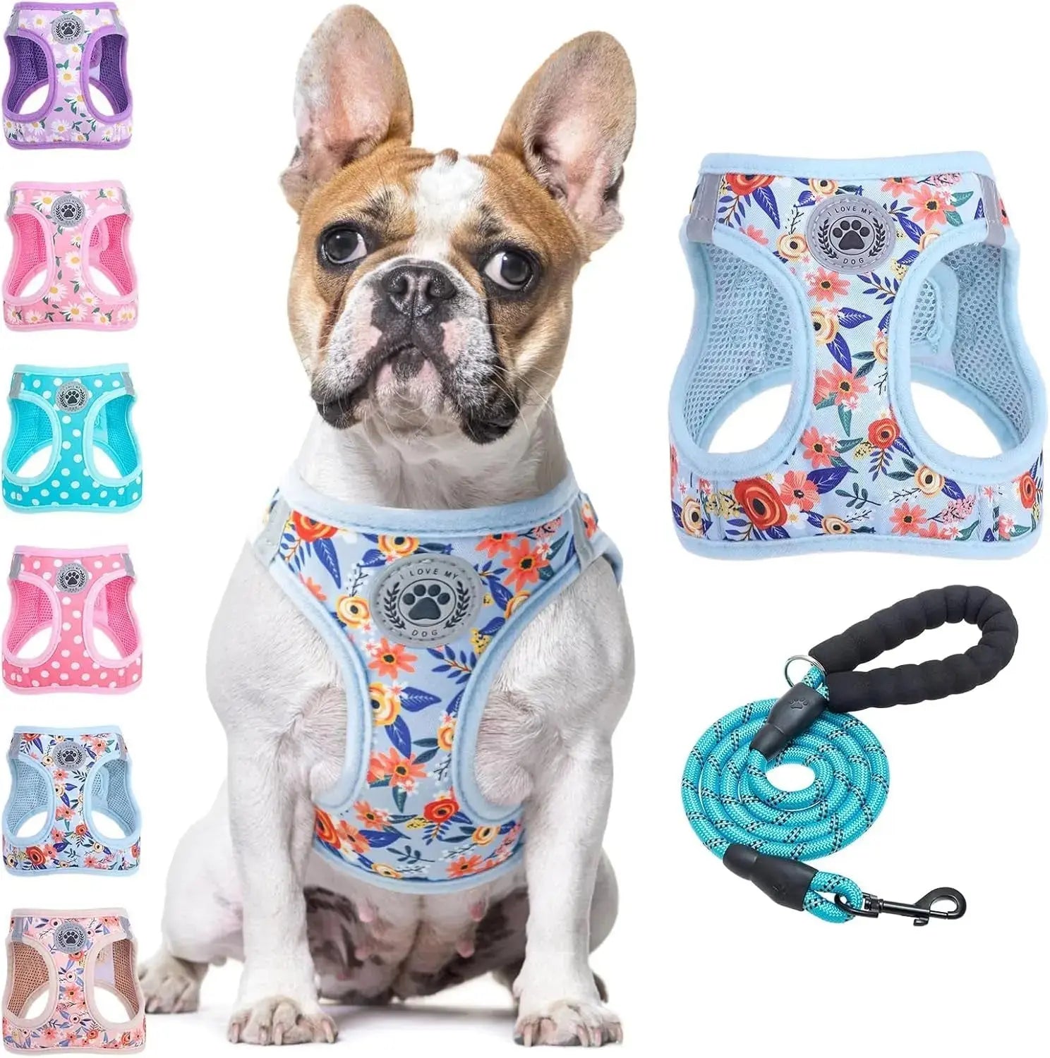 Step-In Dog Harness & Leash Set in Various Patterns – Reflective No Pull (XS- XL) Wags & Whiskers Pet Supply