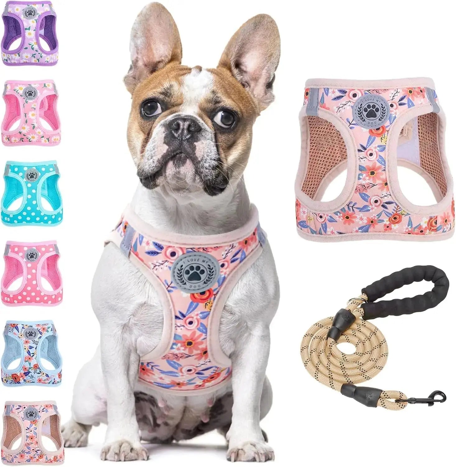 Step-In Dog Harness & Leash Set in Various Patterns – Reflective No Pull (XS- XL) Wags & Whiskers Pet Supply