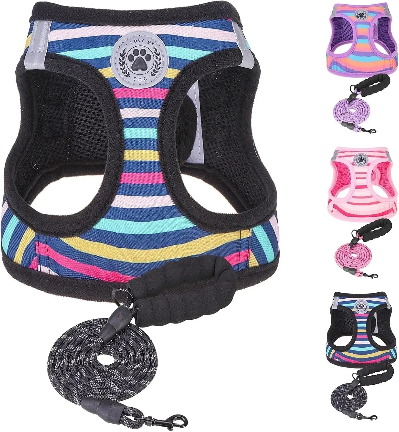 Step-In Dog Harness & Leash Set in Various Patterns – Reflective No Pull (XS- XL) Wags & Whiskers Pet Supply