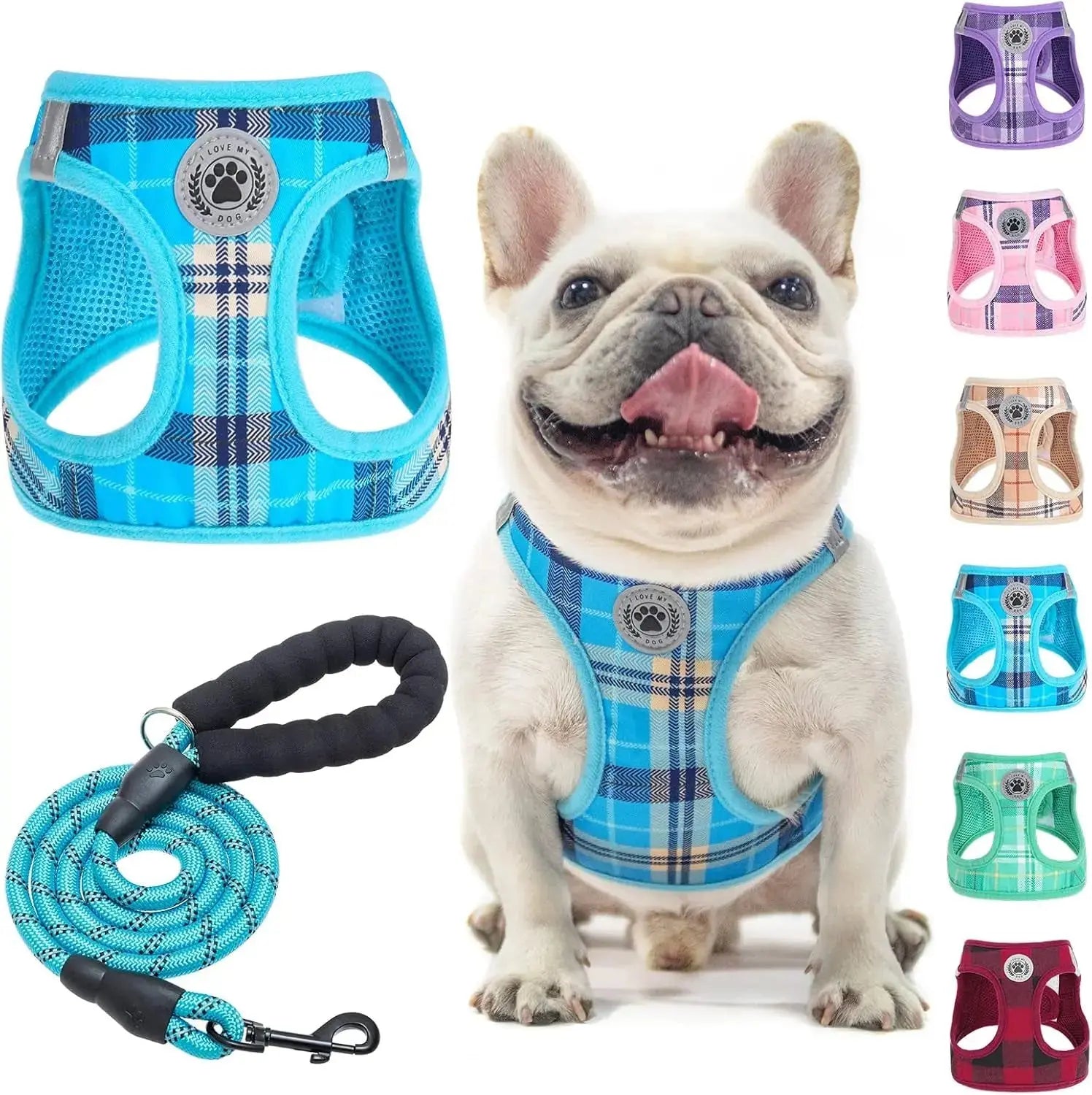 Step-In Dog Harness & Leash Set in Various Patterns – Reflective No Pull (XS- XL) Wags & Whiskers Pet Supply