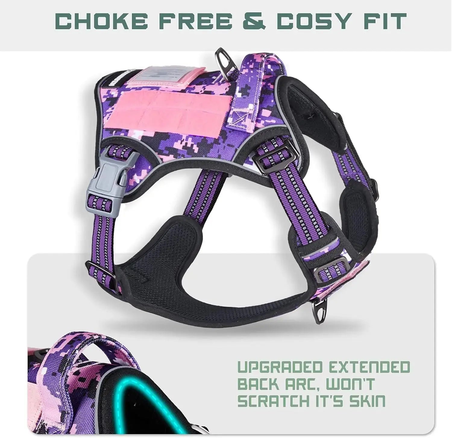 Tactical No-Pull Dog Harness with Handle, Reflective Adjustable Training Vest Wags & Whiskers Pet Supply
