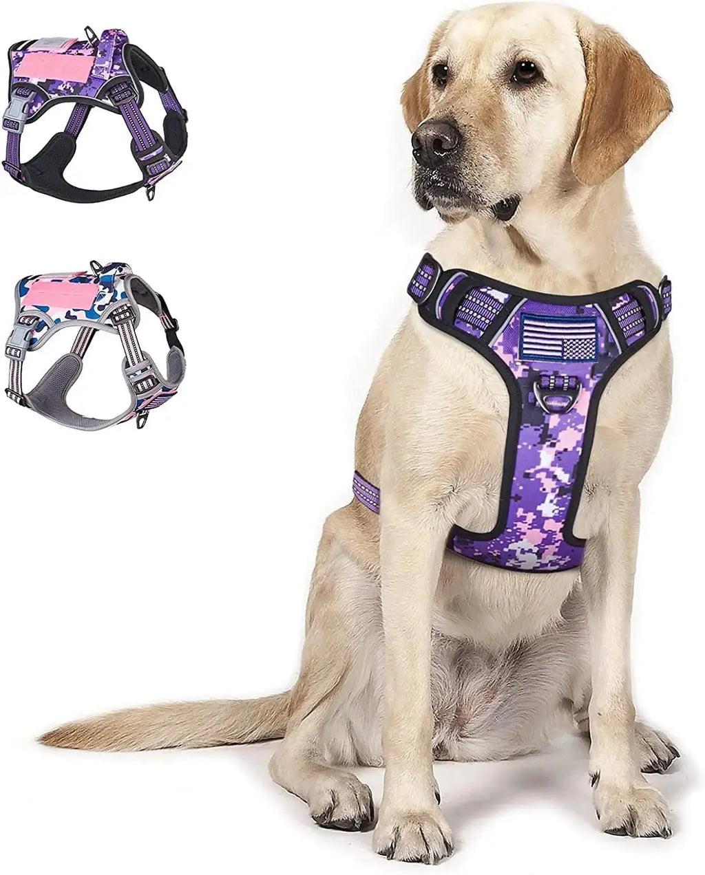 Tactical No-Pull Dog Harness with Handle, Reflective Adjustable Training Vest Wags & Whiskers Pet Supply