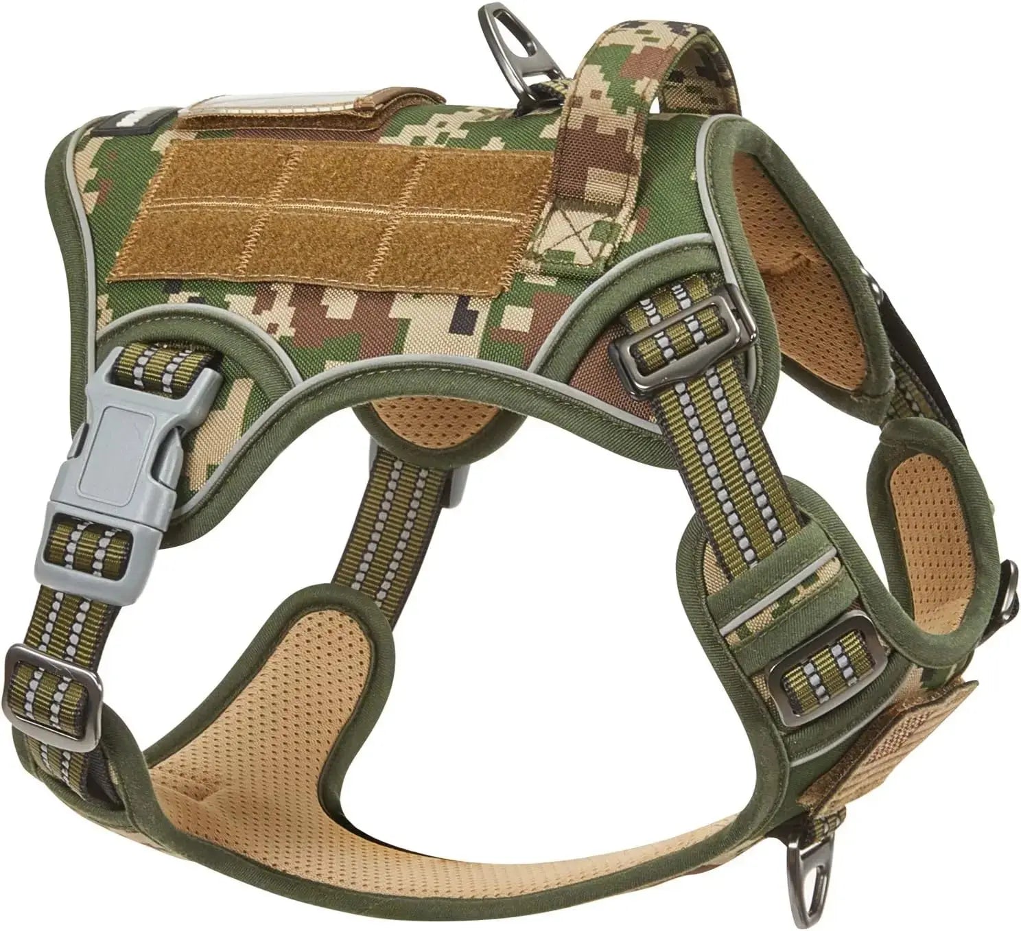Tactical No-Pull Dog Harness with Handle, Reflective Adjustable Training Vest Wags & Whiskers Pet Supply