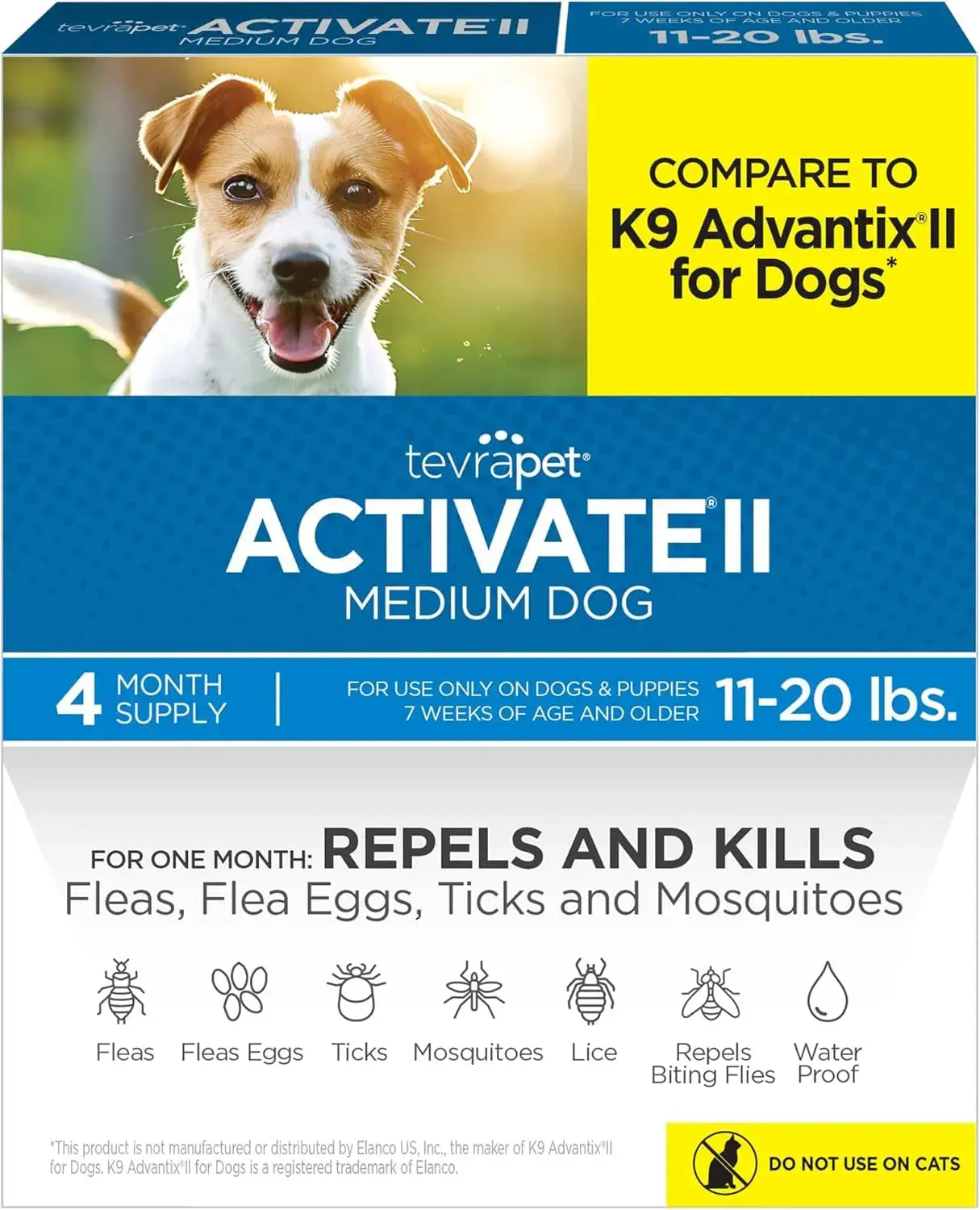 TevraPet Activate II Flea & Tick for Dogs 11–20 lbs – 4 Month Supply Wags & Whiskers Pet Supply