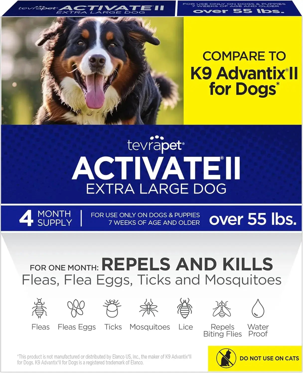 TevraPet Activate II Flea & Tick for Dogs 55+ lbs – 4 Month Supply Wags & Whiskers Pet Supply