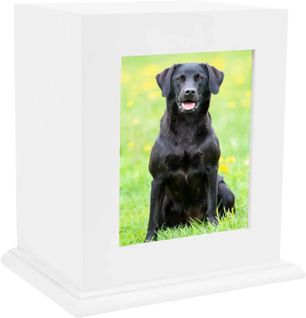 Wooden Pet Memorial Urn with Photo Frame Keepsake Box for Dogs & Cats Wags & Whiskers Pet Supply