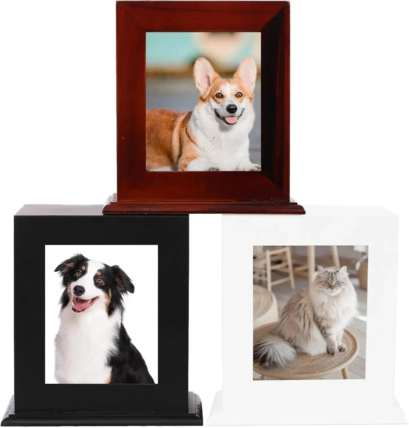 Wooden Pet Memorial Urn with Photo Frame Keepsake Box for Dogs & Cats Wags & Whiskers Pet Supply
