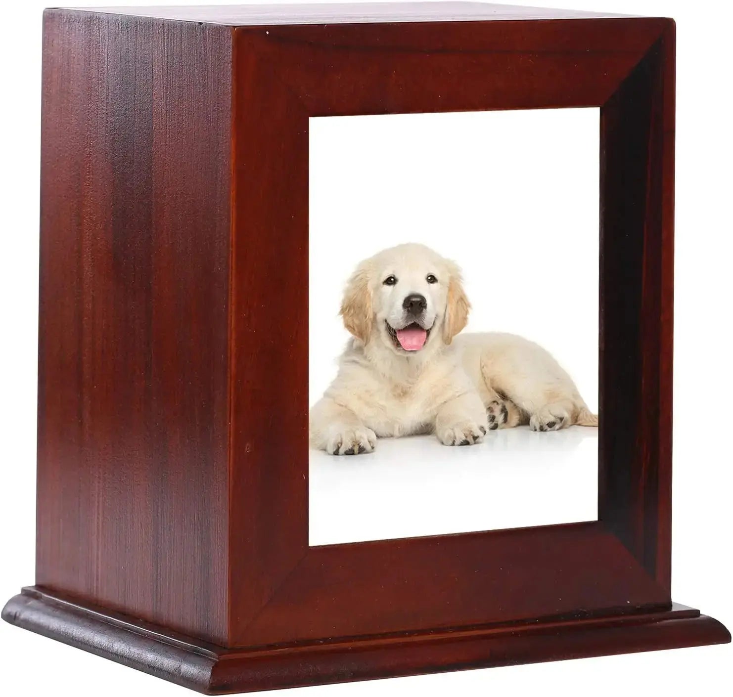 Wooden Pet Memorial Urn with Photo Frame Keepsake Box for Dogs & Cats Wags & Whiskers Pet Supply