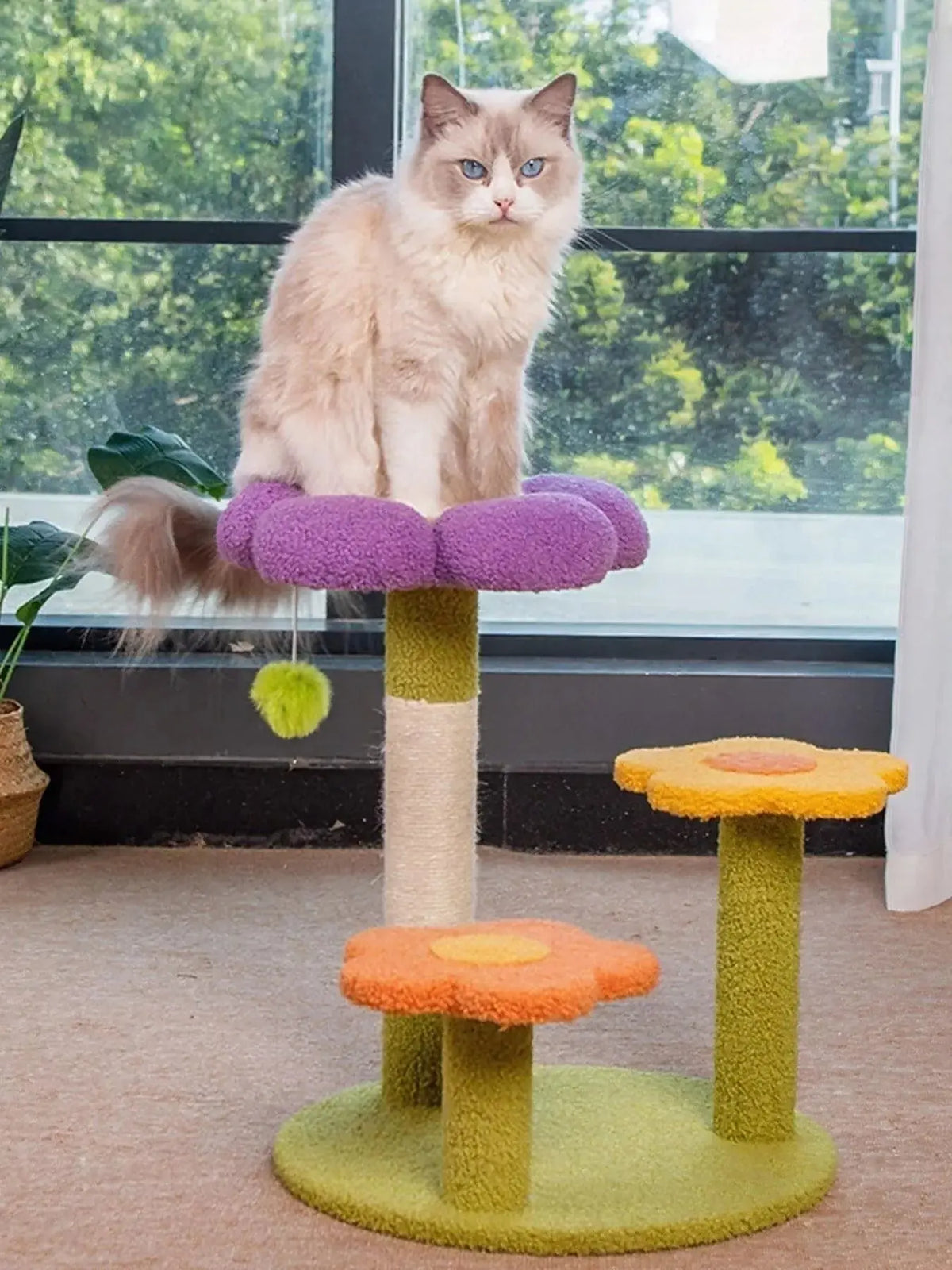 Flower Design Cat Tree with Scratching Post - FurrBaby Necessities