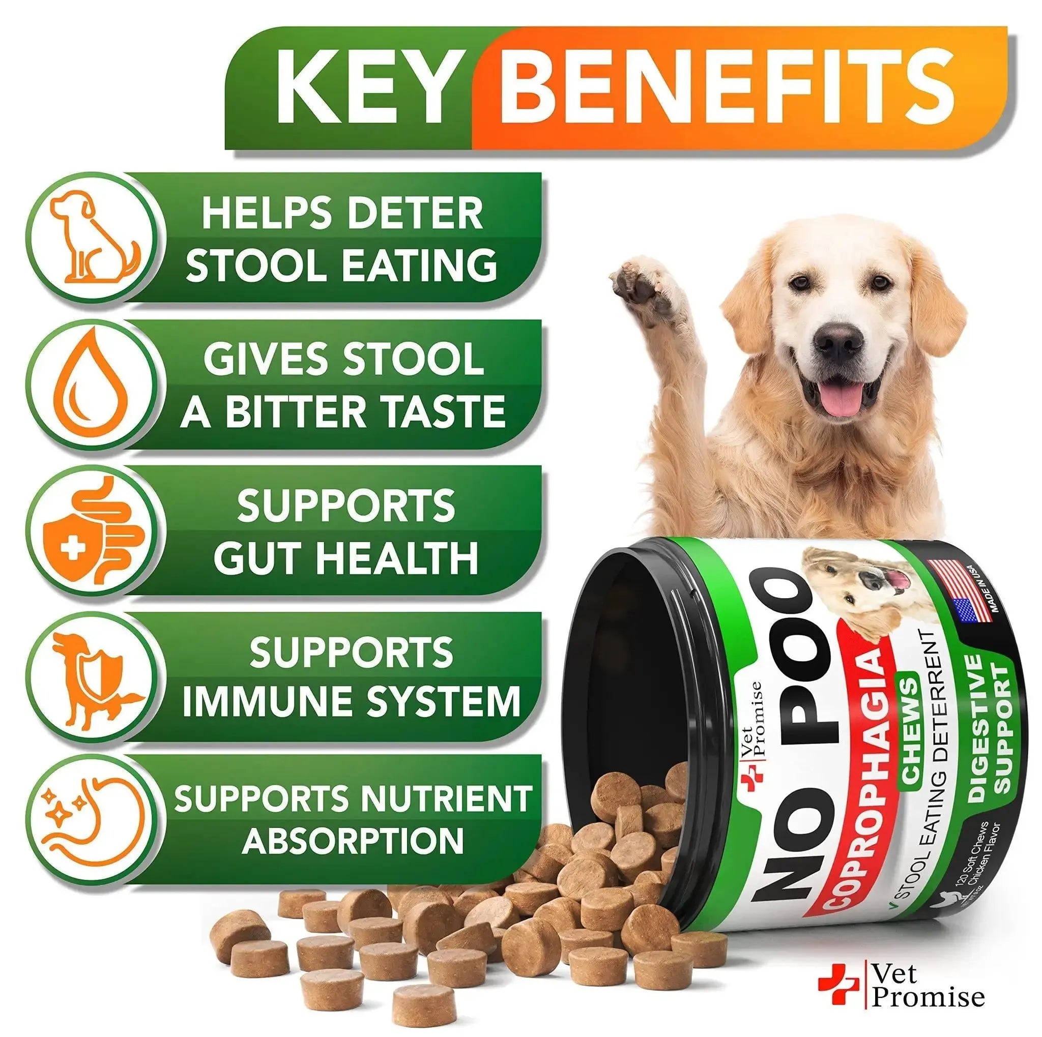 No Poo Chews for Dogs Coprophagia Stool-Eating Deterrent Probiotics 120 Count by Zamzamas