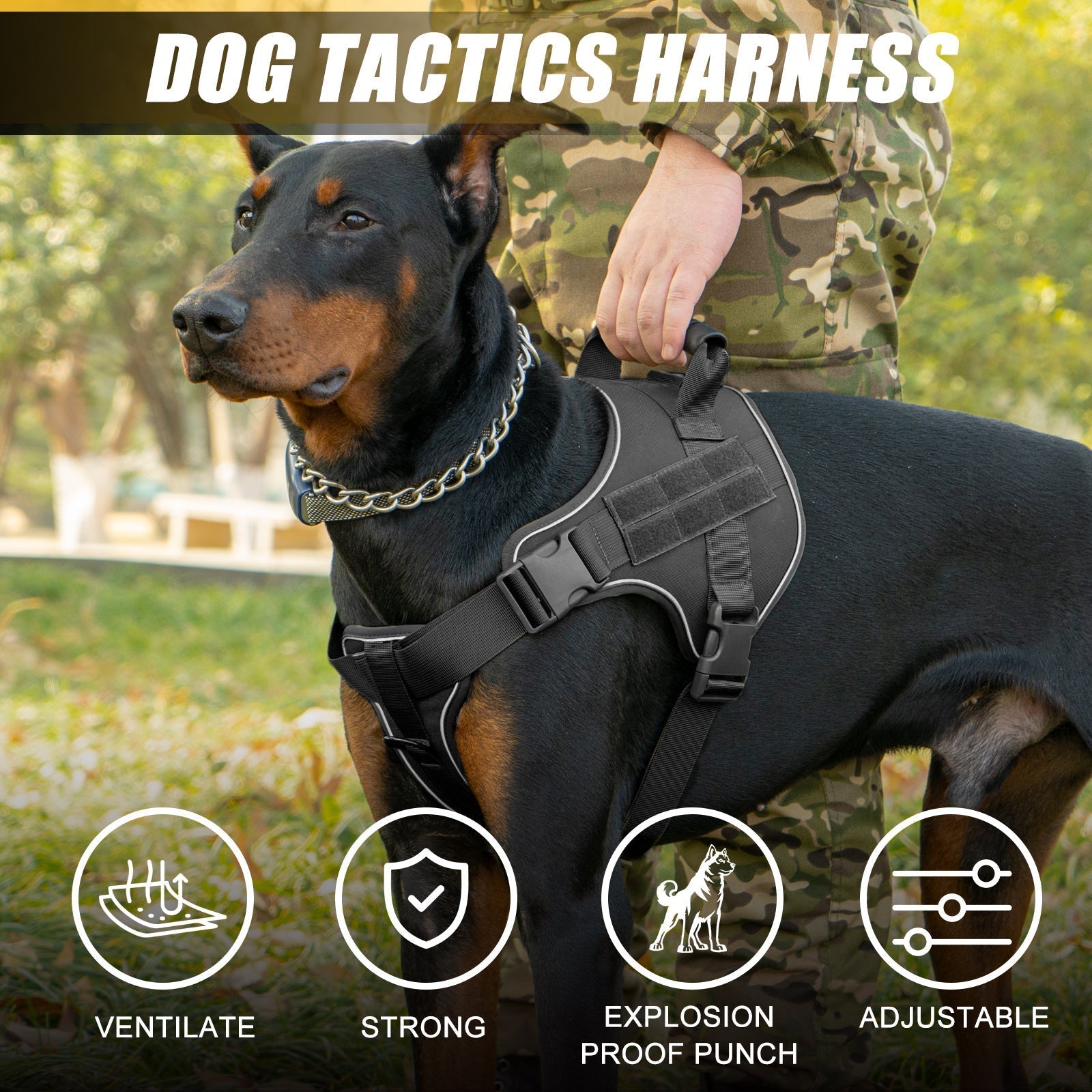Breathable Tactical Harness Traction Rope for Large Dogs Pet Zen