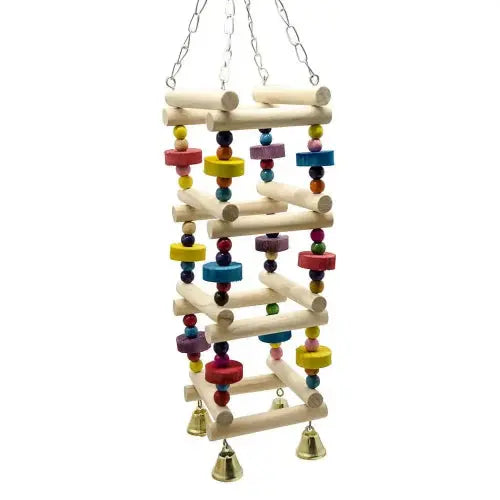 Wood Parakeet Toy Swing Ladder Cage Play With Bells - FurrBaby Necessities